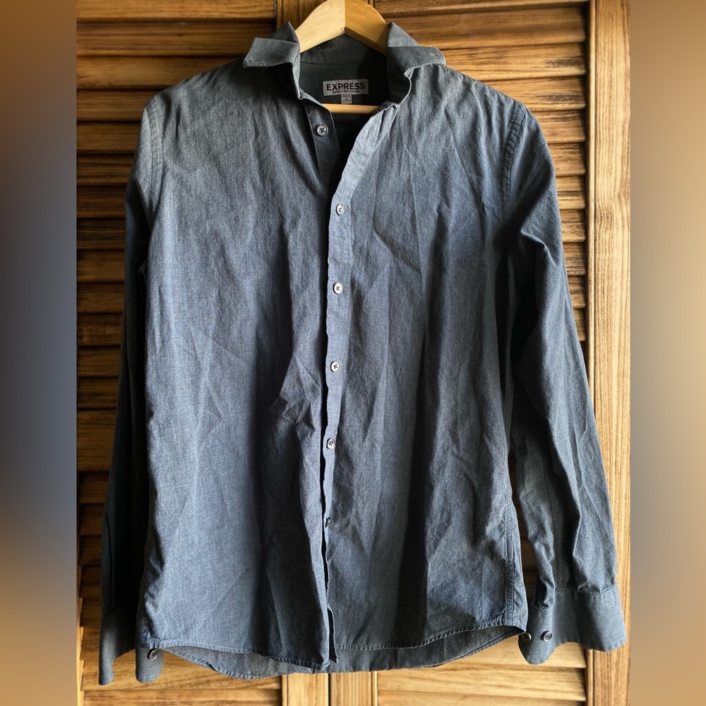 Express Charcoal Fitted Cotton Shirt